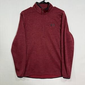 Under Armour Men's Small 1/4 Zip Pullover Burgundy Heathered Fleece Loose Fit‎